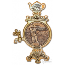 Магнит из бересты Хабаровск-Граф Муравьев самовар золото